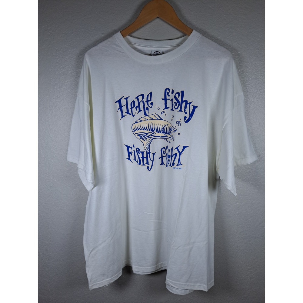 Delta Pro Weight Here Fishy Fishy Fishy Graphic T-Shirt White Mens 2XL